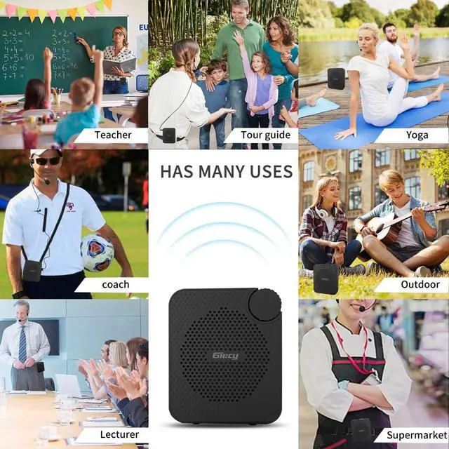 Alt view image 3 of 7 - Portable Voice Amplifier with Wired Microphone Headset, Rechargeable PA System Speaker Personal Microphone, Speech Amplifier Power Amplifiers Loudspeaker for Teachers/Metting/Tour Guide
