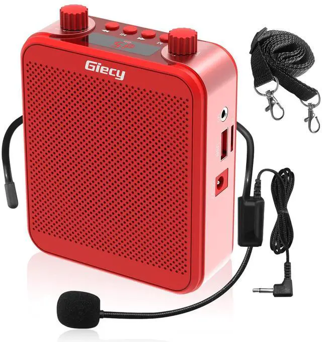 Main image of Voice Amplifier, Giecy 30W 2800mAh Rechargeable Personal Voice Amplifier with Microphone Headset, Portable Speaker for Multiple Locations Classroom, Meetings and Outdoors (G300-Red)