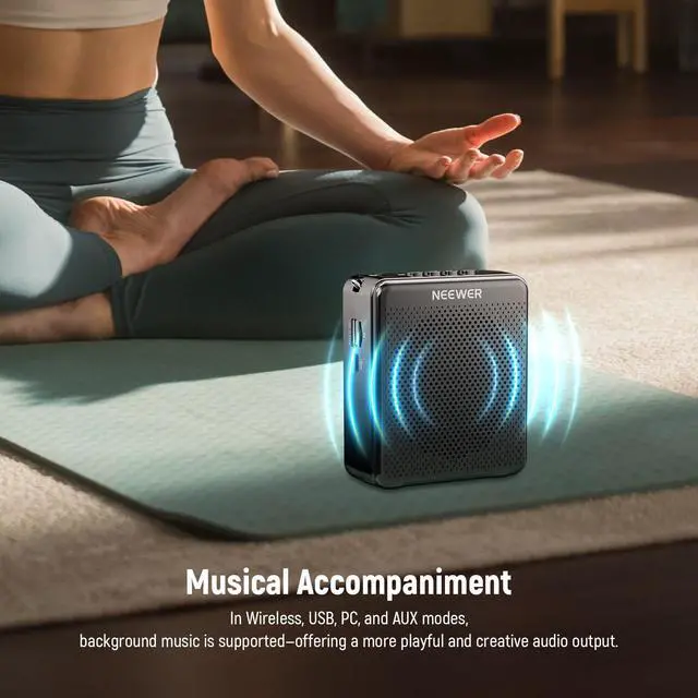 Alt view image 4 of 7 - VA02 Voice Amplifier with Wireless Microphone, Portable Mini USB C Rechargeable Noise Cancelling Sound Speaker Megaphone & Mic Set, 10Hrs, 15m Range for Classroom Teachers Trainers Tour Guides