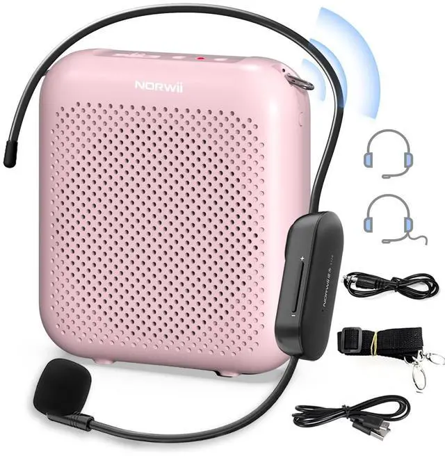 Main image of Wireless Voice Amplifier for Teachers, Portable Bluetooth Amplifier with 2 Headset Microphone, Microphone with Speaker Mini Megaphone PA System for Classroom, Tour Guides, Speaking, 15W|5200mAh