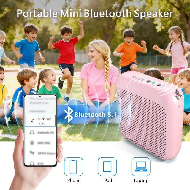 Alt view image 6 of 7 - Wireless Voice Amplifier for Teachers, Portable Bluetooth Amplifier with 2 Headset Microphone, Microphone with Speaker Mini Megaphone PA System for Classroom, Tour Guides, Speaking, 15W|5200mAh