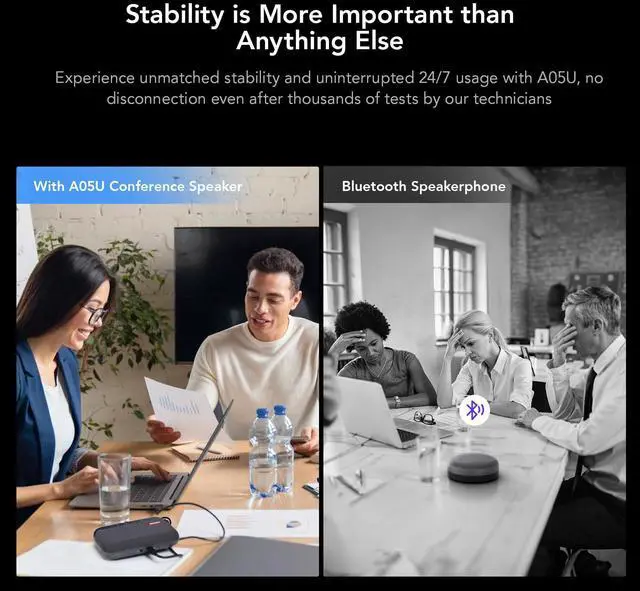 Alt view image 3 of 6 - A05U USB Conference Speaker and Microphone, Wired Speakerphone, 360° Noise Cancelling Voice Pickup, Stability, Lightweight, for Home Office/PC/Laptop/Destop/Group Meetings