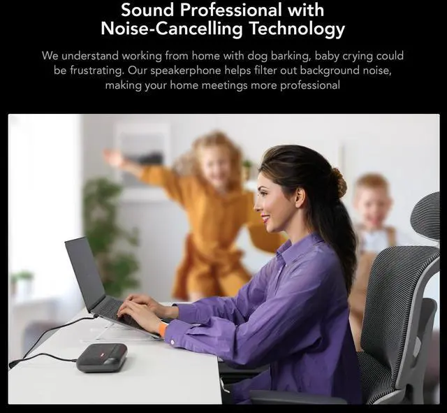 Alt view image 4 of 6 - A05U USB Conference Speaker and Microphone, Wired Speakerphone, 360° Noise Cancelling Voice Pickup, Stability, Lightweight, for Home Office/PC/Laptop/Destop/Group Meetings