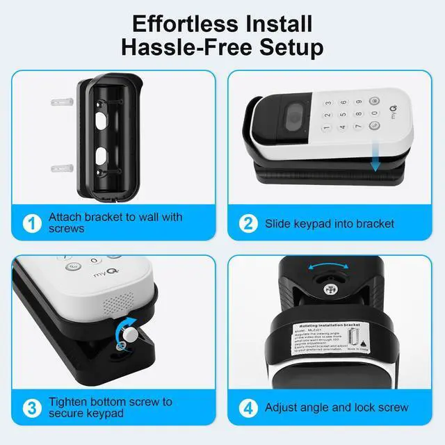 Alt view image 4 of 7 - Swivel Mount for myQ Smart Garage Video Keypad, 40°-140° Angled Corner Mount, Compatible with myQ Garage Door Opener, Easy Installation, Reduces Blind Spots, Black (Keypad Not Included)