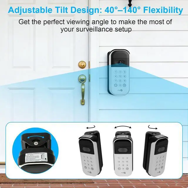 Alt view image 6 of 7 - Swivel Mount for myQ Smart Garage Video Keypad, 40°-140° Angled Corner Mount, Compatible with myQ Garage Door Opener, Easy Installation, Reduces Blind Spots, Black (Keypad Not Included)
