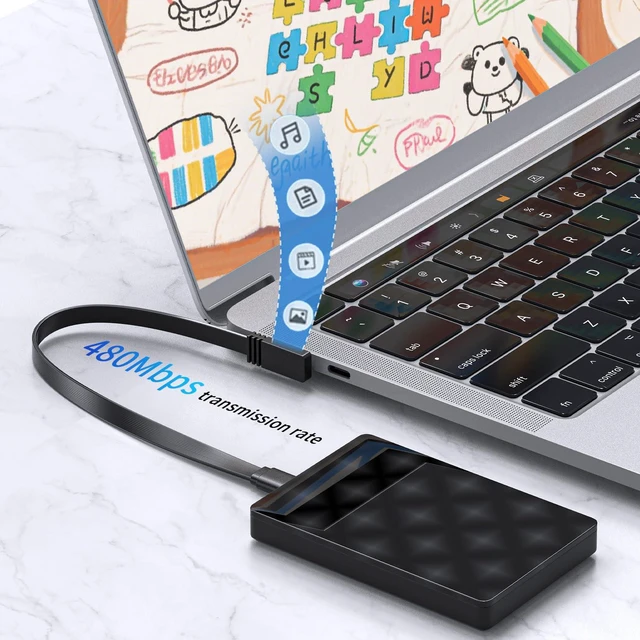 Alt view image 3 of 7 - 2PCS Right Angle USB C Male to Male Cable 4inch Short, Fast Charging PD100W, Thin & Soft Type-C to C Cable Flat,Compatible Phone 16/15 Pro Max/Pad MacB Pro Air Thunderbolt Samsung Galaxy PS5