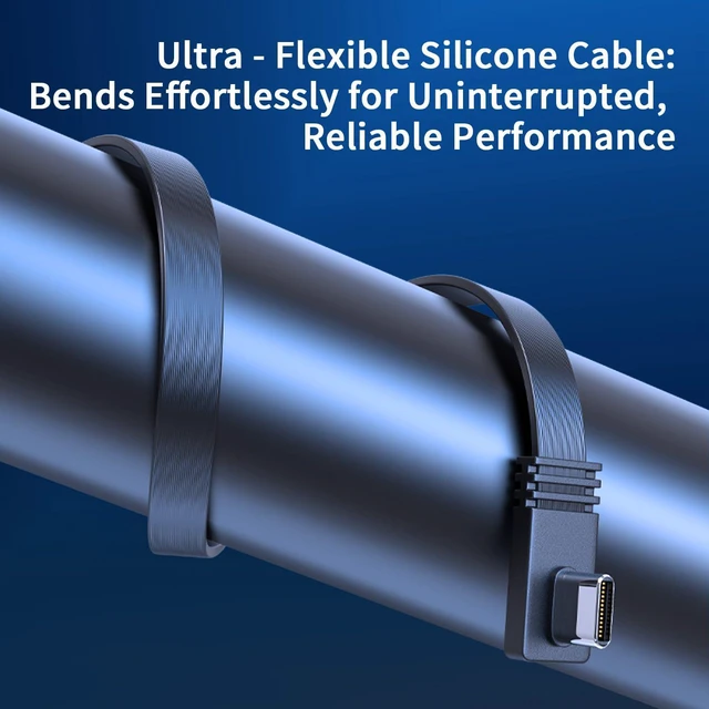 Alt view image 6 of 7 - 2PCS Right Angle USB C Male to Male Cable 4inch Short, Fast Charging PD100W, Thin & Soft Type-C to C Cable Flat,Compatible Phone 16/15 Pro Max/Pad MacB Pro Air Thunderbolt Samsung Galaxy PS5