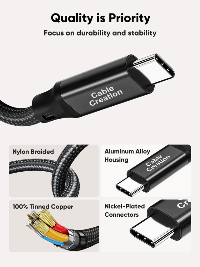 Alt view image 7 of 7 - 1.64FT USB3.2 GEN2x2 Type C to C Cable,4K USB C Video Cable | 20Gbps Data Transfer Cable,240W PD Fast Charging UHD Type C to C Display Cable for iPhone 15 16 Plus,MacBook,iPad,Carplay