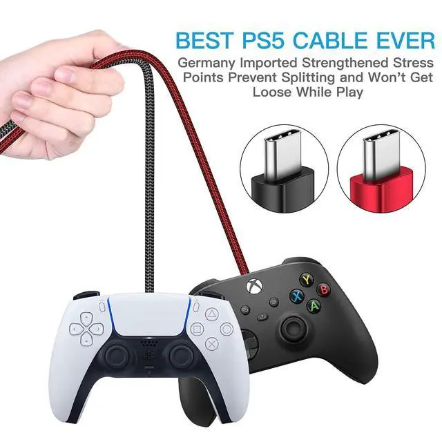Alt view image 4 of 7 - PS5 Controller Charger Charging Cable 2 Pack 10FT Type C to USB A Data Cord High Speed Sync Wire for PlayStation 5 DualSense, Xbox Series S X Core, Elite Series 2, NS Switch Lite, Pro Controller