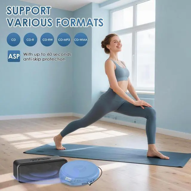Alt view image 4 of 7 - CD Player Portable CD Dsicman: with Earphones for Car with Anti-Skip Shockproof with LCD Display Support PROG Memory Repeat Function