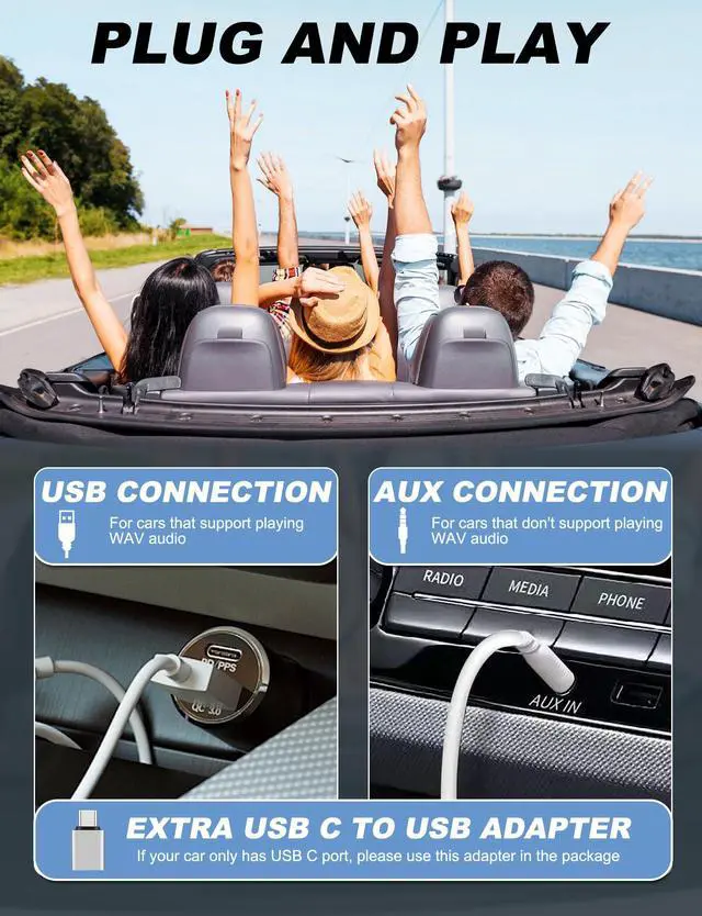 Alt view image 3 of 7 - External Portable CD Player for Car - Car CD Player with USB Port AUX Port, Extra USB Extension Cable, Universal USB CD Player for Vehicle, Laptop, TV, Computer, for Android 4.4 and Above Navigation