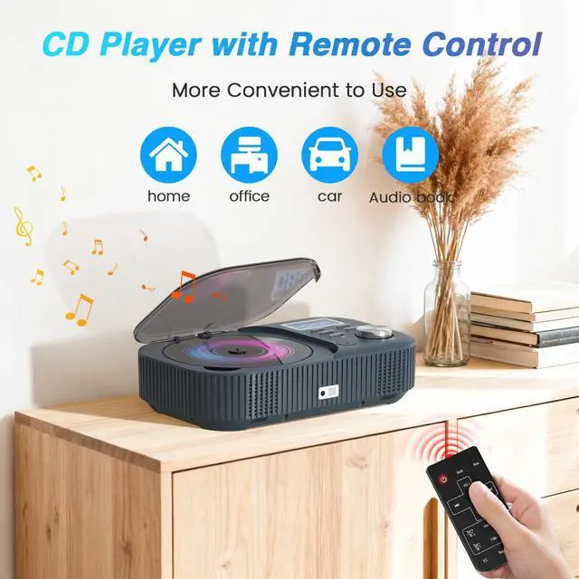 Alt view image 7 of 7 - CD Player Portable,MONODEAL White Noise Portable CD Player with Bluetooth/Dual Stereo Speakers,Support FM Radio/USB/AUX,Remote Control,4000mAh Rechargeable CD Players for Car/Home Navy Blue