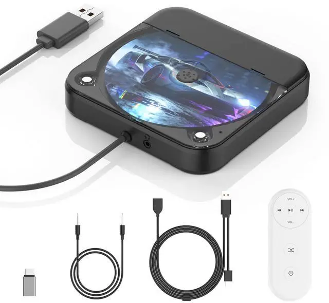 Main image of CD Player for Car,MONODEAL External Portable Car CD Players with AUX Cable & Remote Control,Universal USB CD Player for Vehicle,Laptop,TV,Computer,for Android 4.4 and Above Navigation