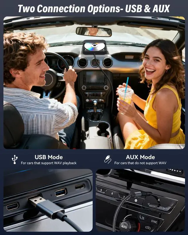 Alt view image 2 of 7 - CD Player for Car,MONODEAL External Portable Car CD Players with AUX Cable & Remote Control,Universal USB CD Player for Vehicle,Laptop,TV,Computer,for Android 4.4 and Above Navigation