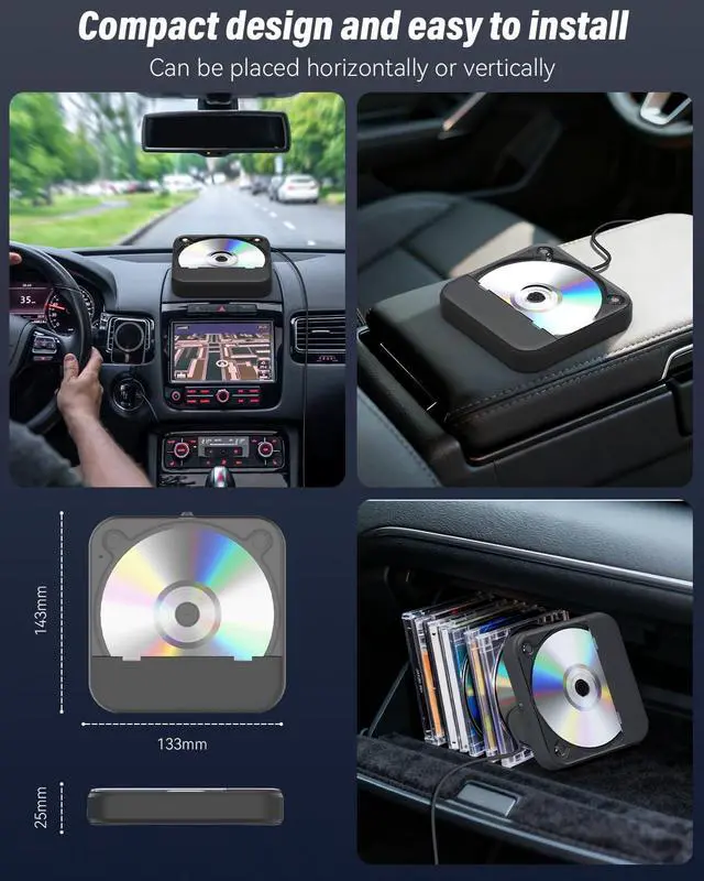 Alt view image 5 of 7 - CD Player for Car,MONODEAL External Portable Car CD Players with AUX Cable & Remote Control,Universal USB CD Player for Vehicle,Laptop,TV,Computer,for Android 4.4 and Above Navigation