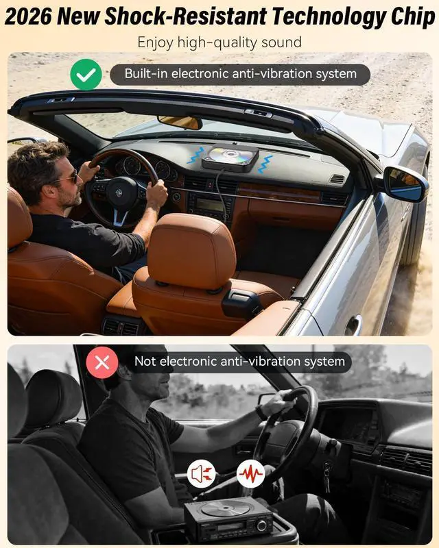 Alt view image 2 of 7 - CD Player for Car with USB/AUX Port | External CD Player with Remote Control & Anti-Skip,Plug & Play for Vehicle, Compatible with Car, Laptop, TV, Computer
