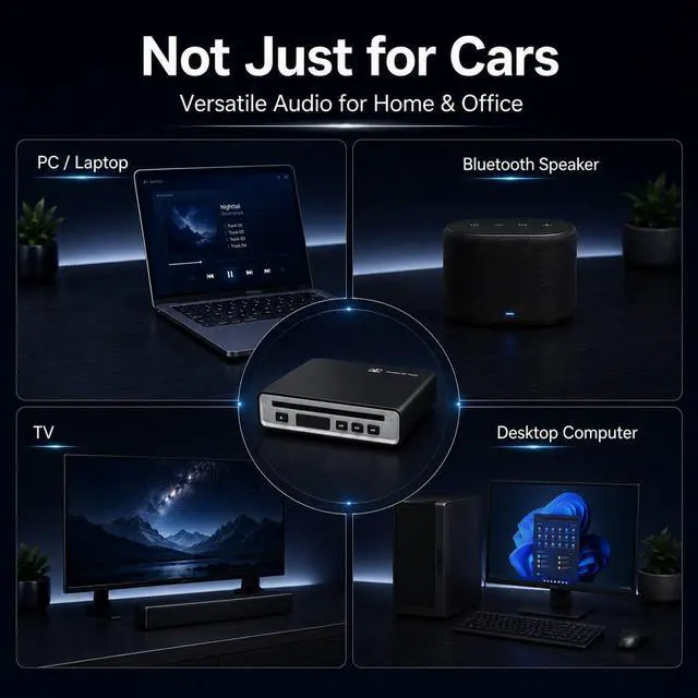 Alt view image 5 of 5 - Portable CD Player for Car with Bluetooth and USB Connection, External CD Player