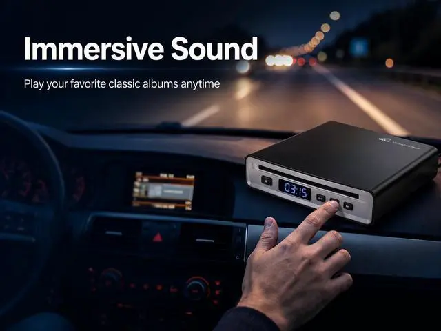 Alt view image 3 of 5 - Portable CD Player for Car with Bluetooth and USB Connection, External CD Player