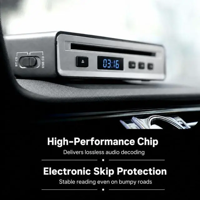 Main image of Portable CD Player for Car with Bluetooth and USB Connection, External CD Player