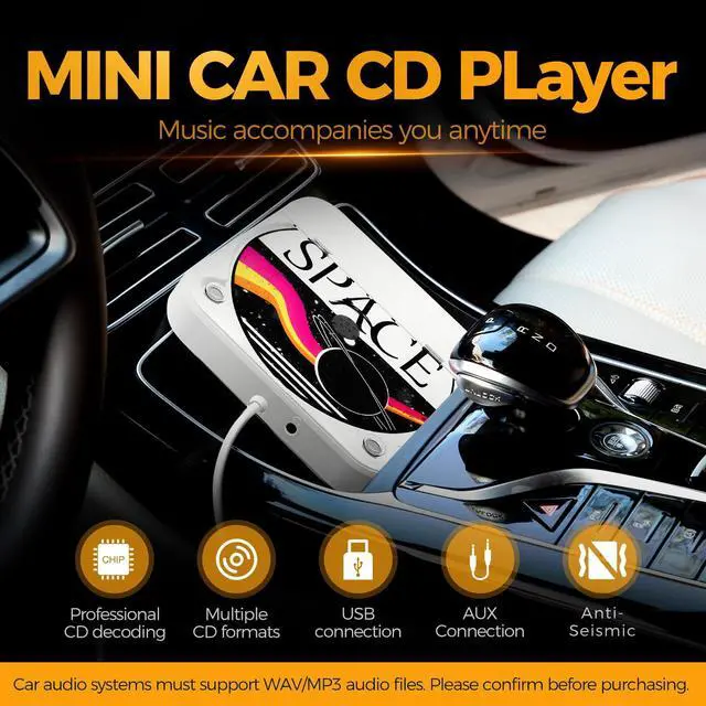 Alt view image 3 of 7 - CD Player for Car with USB Port & AUX Port, External Portable CD Player for car, Plugs into Car USB Port, Laptop, TV, Computer, USB Portable Car CD Player Plug and Play