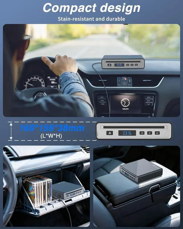 Alt view image 5 of 7 - CD Player for Car,External Portable Car CD Player with Bluetooth and USB,Plug & Play,that Plugs into Laptop Desktop TV Computer for Android 4.4 and Above Navigation