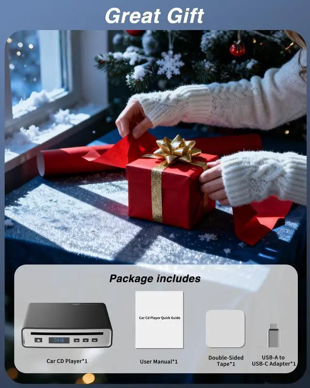 Alt view image 7 of 7 - CD Player for Car,External Portable Car CD Player with Bluetooth and USB,Plug & Play,that Plugs into Laptop Desktop TV Computer for Android 4.4 and Above Navigation