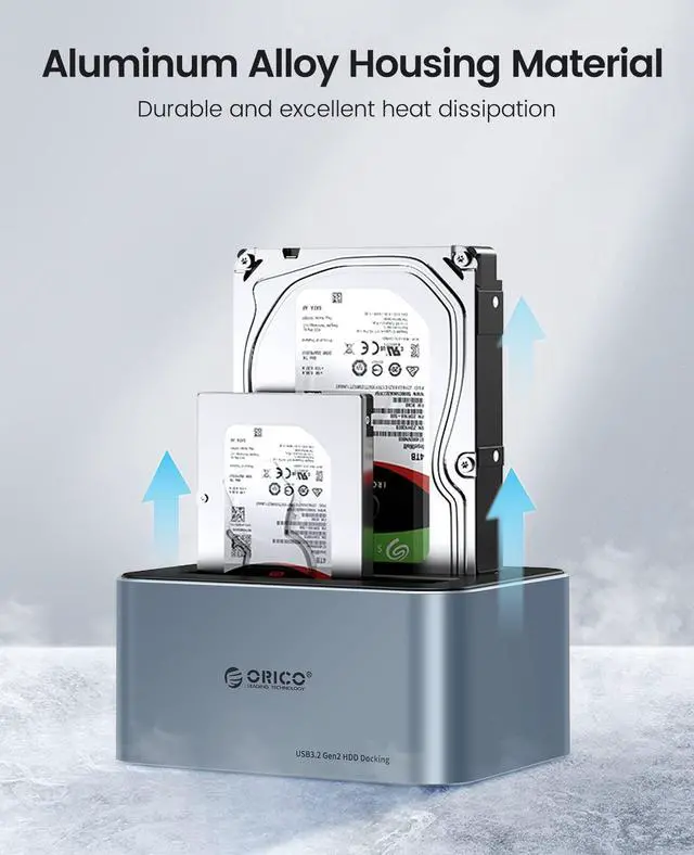 Alt view image 5 of 7 - Hard Drive Docking Station with Offline Clone, Aluminum Alloy Dual Bay USB C to SATA Hard Drive Dock Holder for 2.5 or 3.5 Inch HDD 36TB UASP Support,Gray (6626C3-C)