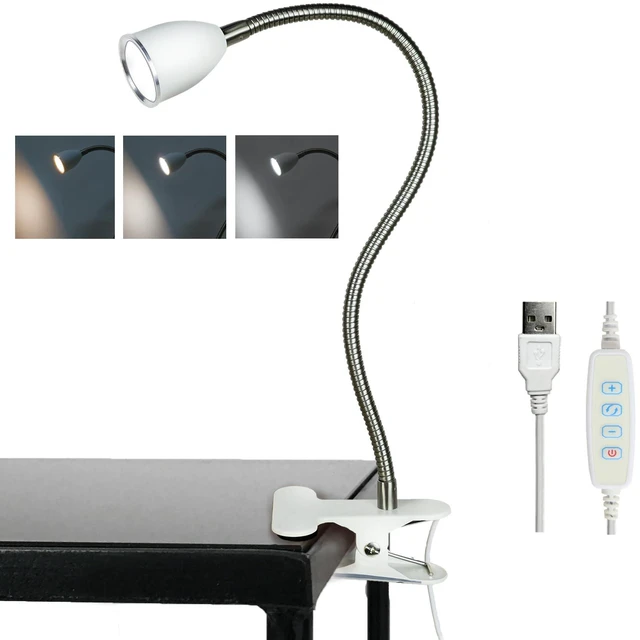 Main image of Desk lamp Eye-Caring Table Lamps, 360°Rotation LED Desk Clip Lamp Reading Light Portable Reading Book Light, Clamp Light, Study Desk Lamps for Bedroom and Office (White with Dimme)