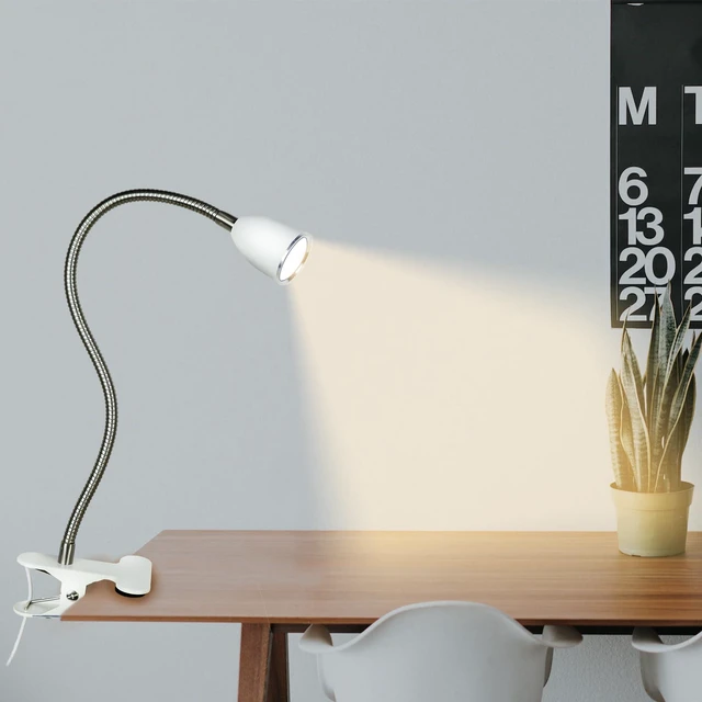 Alt view image 7 of 7 - Desk lamp Eye-Caring Table Lamps, 360°Rotation LED Desk Clip Lamp Reading Light Portable Reading Book Light, Clamp Light, Study Desk Lamps for Bedroom and Office (White with Dimme)