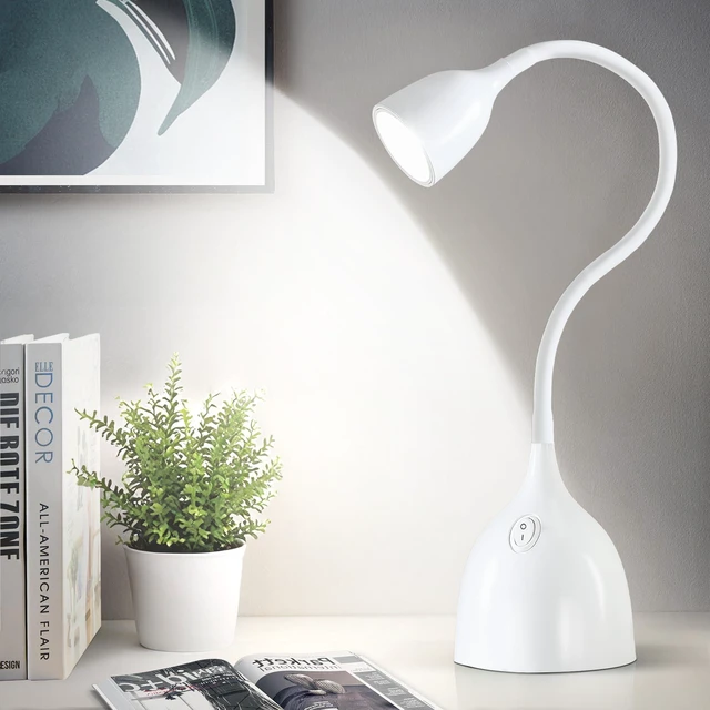 Main image of Desk Lamp for College Dorm Room - LED Reading Light, White | Small Adjustable Flexible Gooseneck Table Lamp, Eye-Caring Desk Lamp for College Dorm Room Study Lamp