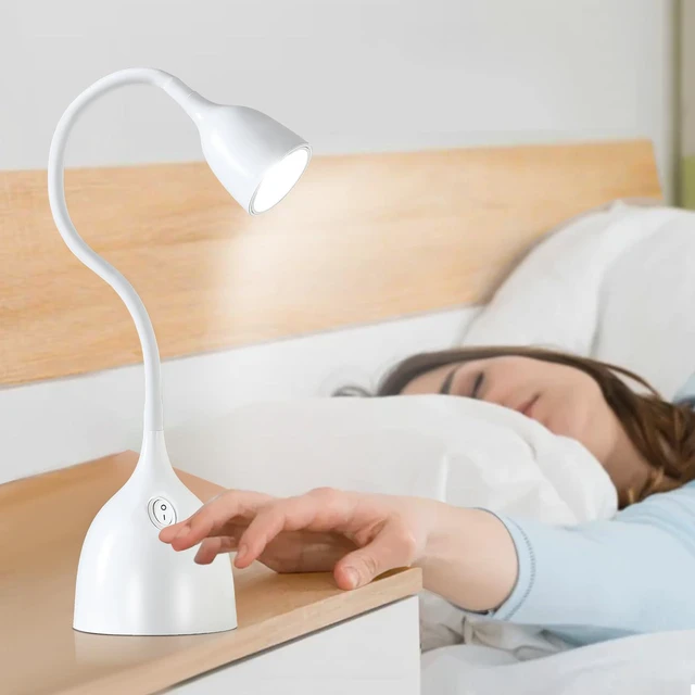Alt view image 7 of 7 - Desk Lamp for College Dorm Room - LED Reading Light, White | Small Adjustable Flexible Gooseneck Table Lamp, Eye-Caring Desk Lamp for College Dorm Room Study Lamp