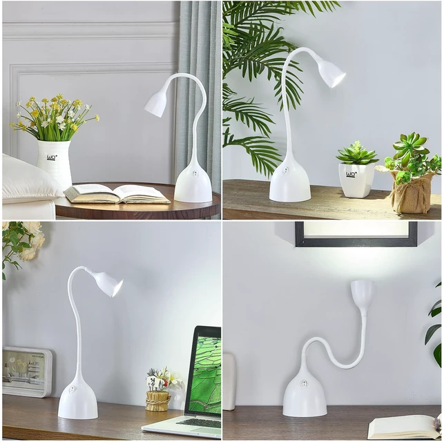 Alt view image 4 of 7 - Desk Lamp for College Dorm Room - LED Reading Light, White | Small Adjustable Flexible Gooseneck Table Lamp, Eye-Caring Desk Lamp for College Dorm Room Study Lamp