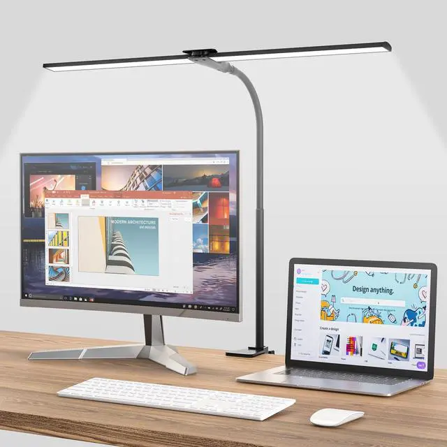 Main image of Desk Lamps for Home Office, Eye-Caring Architect LED Desk Light with Adjustable Brightness, Dual Monitors Task Lighting with Clamp, for Workbench, Study, Drafting, 1400 lm