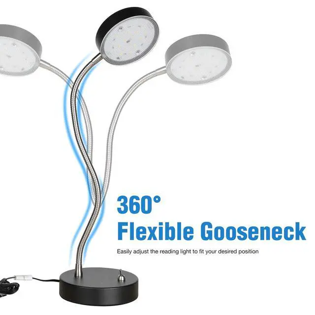 Alt view image 5 of 7 - 19.25" Flexible Gooseneck LED Desk Lamp, Plun-in Table Light with Stable Base, 4.5W 260LM 4000K, 65 Cord Small Desk Light for Home Office, Study, ETL Listed