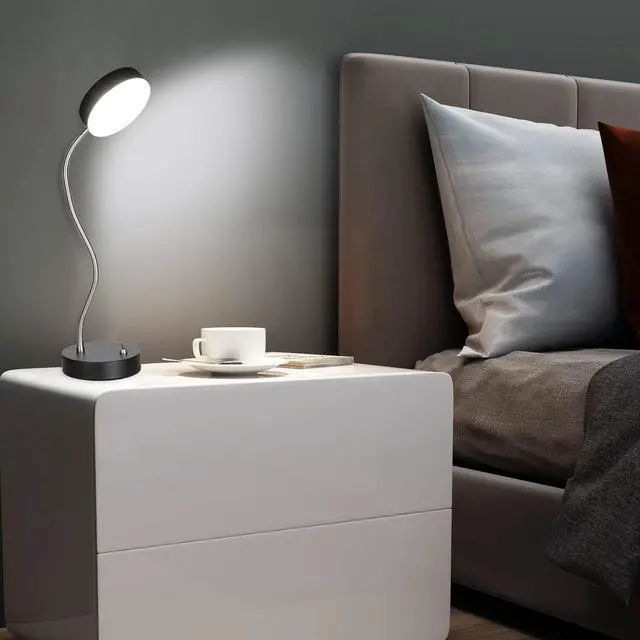 Alt view image 6 of 7 - 19.25" Flexible Gooseneck LED Desk Lamp, Plun-in Table Light with Stable Base, 4.5W 260LM 4000K, 65 Cord Small Desk Light for Home Office, Study, ETL Listed