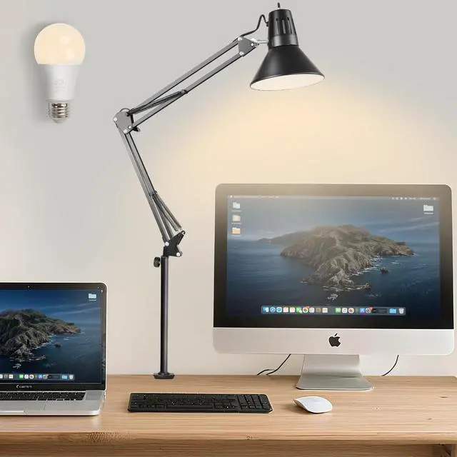Main image of LED Clamp on Desk Lamp,360°Adjustable Swing Arm Desk Lamp,Clamp Light with Eye-Caring LED Bulb for Home Office Reading Drafting