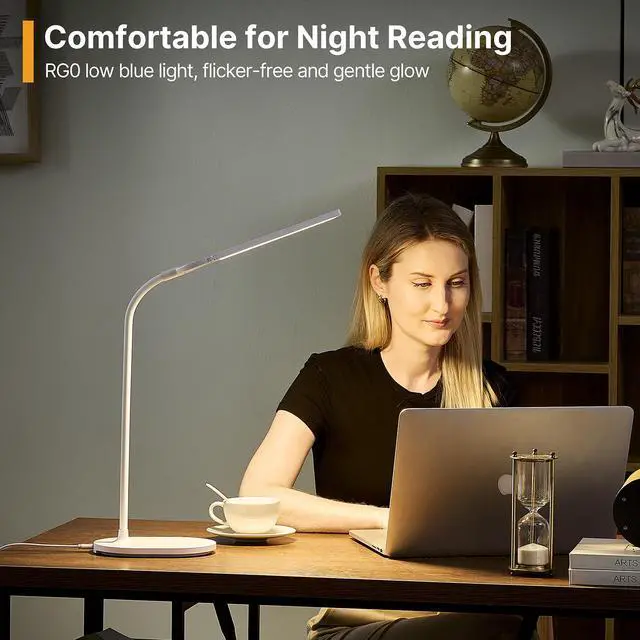 Alt view image 5 of 7 - LED Desk Lamp for Home Office, Ultra-Wide Double Head Desk Light with 90° Flexible Gooseneck, Eye-Caring Low Blue Light, 5 Color Modes (2700K-6500K) & 5 Brightness Levels, Touch Control