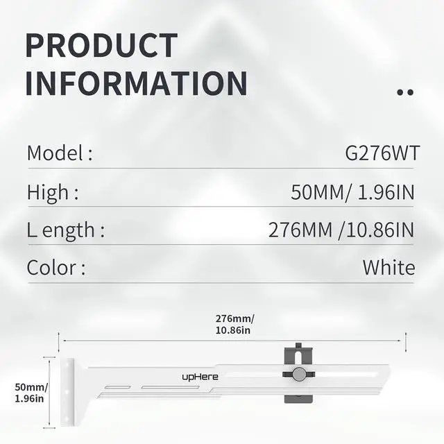 Alt view image 5 of 7 - G276WT White Graphics Card GPU Brace Support Video Card Sag Holder/Holster Bracket,Adjustable Length and Height Support,G276WT