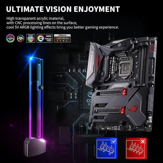 Alt view image 7 of 7 - 5V Addressable RGB Graphics Card GPU Brace Support Video Card Sag Holder,Built-in 5V ARGB,Adjustable Height Support,GH03ARGB