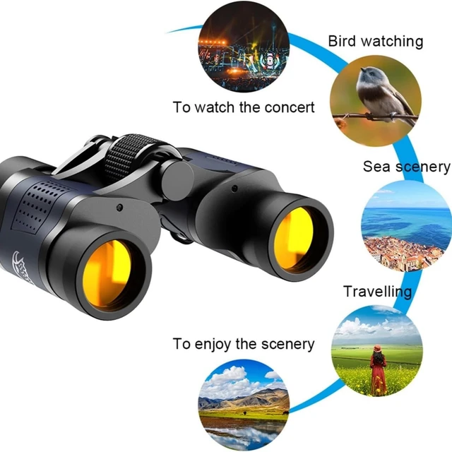 Alt view image 2 of 7 - 60x60 Compact Binoculars for Adult with Low Light Vision,BAK4 Prism FMC Lens HD Professional Waterproof,High Powered Easy Focus,for Bird Watching,Hunting,Traveling,Sightseeing