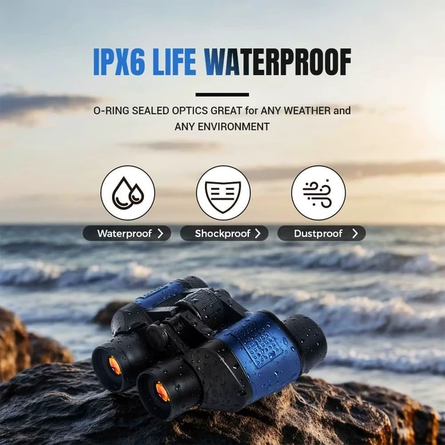 Alt view image 7 of 7 - 60x60 Compact Binoculars for Adult with Low Light Vision,BAK4 Prism FMC Lens HD Professional Waterproof,High Powered Easy Focus,for Bird Watching,Hunting,Traveling,Sightseeing