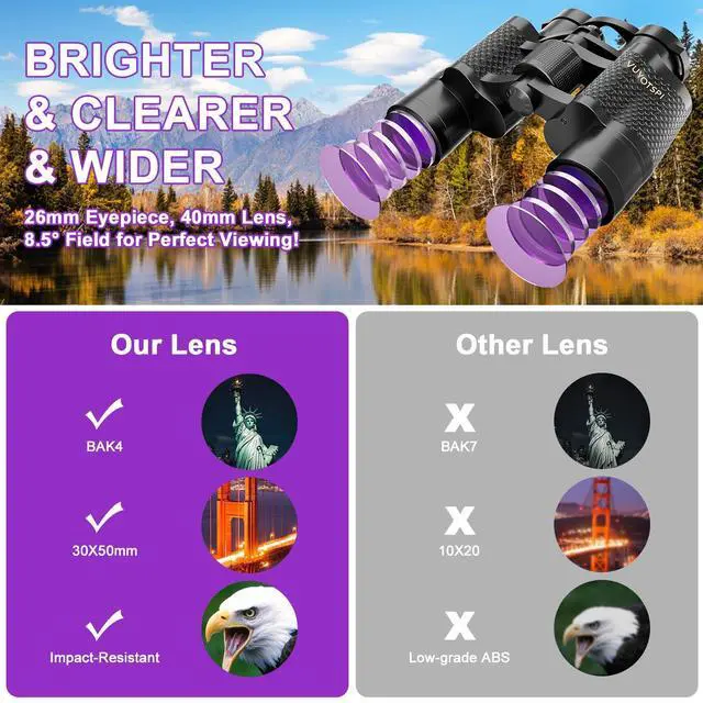 Alt view image 3 of 7 - 25x40 Binoculars for Adults High Powered with Compass, Compact HD Waterproof Binoculars for Bird Watching, Hunting, Concerts, Travel & Outdoor Adventures