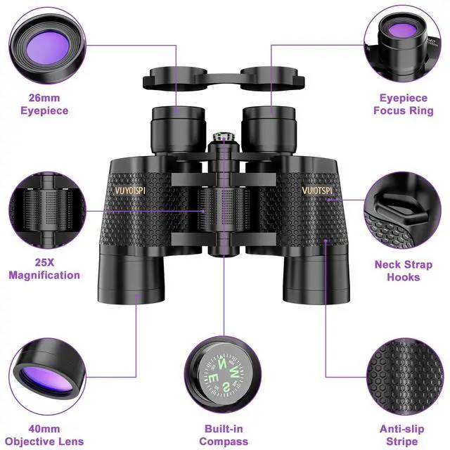 Alt view image 4 of 7 - 25x40 Binoculars for Adults High Powered with Compass, Compact HD Waterproof Binoculars for Bird Watching, Hunting, Concerts, Travel & Outdoor Adventures