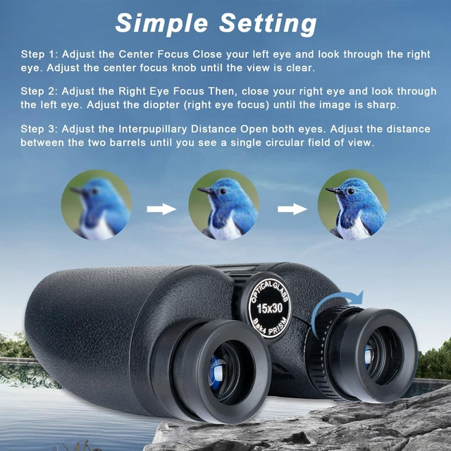 Alt view image 3 of 7 - 15x30 Binoculars for Adults High Power, Compact HD Waterproof Binoculars BAK4 Prism Binoculars with Low Light Night Vision, for Bird Watching Hunting Travel Cruise Ship Camping and Hiking