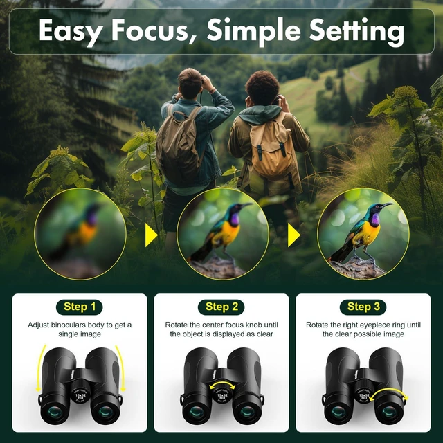 Alt view image 5 of 7 - 15x52 Waterproof Binoculars for Adults Hunting Binoculars Black IPX7 Nitrogen-Filled, HD Optical System, BAK4 Prism, FMC, Low Light Vision, Bird Watching, Cruise, Travel, Stargazing