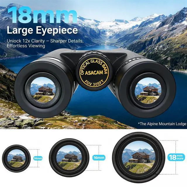 Alt view image 2 of 7 - 12x42 Binoculars for Adults, HD High Powered Binoculars with BAK4 Prism, Lightweight for Bird Watching, Hunting and Travel