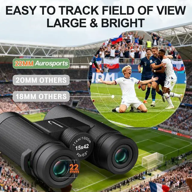Alt view image 4 of 7 - 15x42 Binoculars for Adults High Powered for Bird Watching Cruise Ship | FMC BAK4 Optics for Wide HD View, Portable Lightweight Binoculars for Hunting Traveling, Easy Focus with Phone Adapter