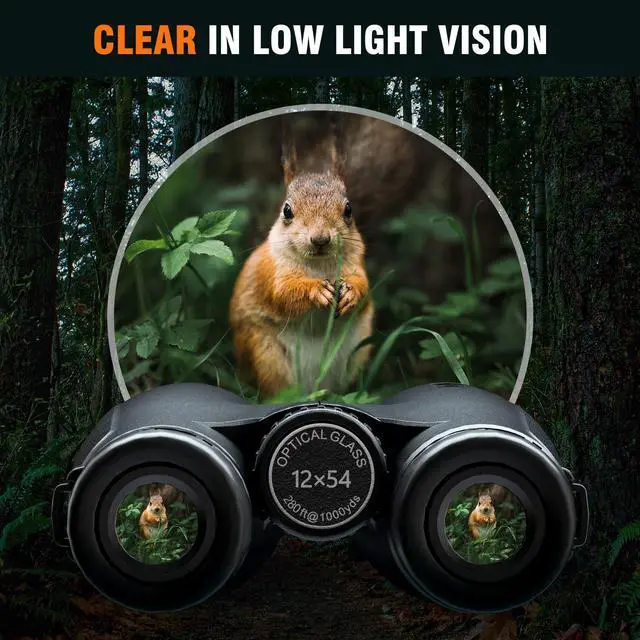 Alt view image 4 of 6 - 12x54 Binoculars for Adults High Powered - Large Eyepiece & Waterproof | BAK4 Prism, Clear Low Light Vision, Easy Focus, for Bird Watching, Wildlife, Cruise, Travel, Hunting, Outdoor Sports