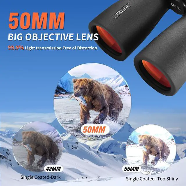Alt view image 4 of 7 - 12x50 HD Binoculars for Adults, High Powered with Upgraded Phone Adapter, Clear Low Light Vision, IPX7 Waterproof & Lightweight for Bird Watching, Hunting, Outdoor Travel (12x50)