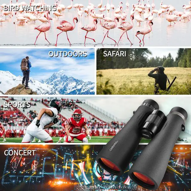 Alt view image 6 of 7 - 12x50 HD Binoculars for Adults, High Powered with Upgraded Phone Adapter, Clear Low Light Vision, IPX7 Waterproof & Lightweight for Bird Watching, Hunting, Outdoor Travel (12x50)